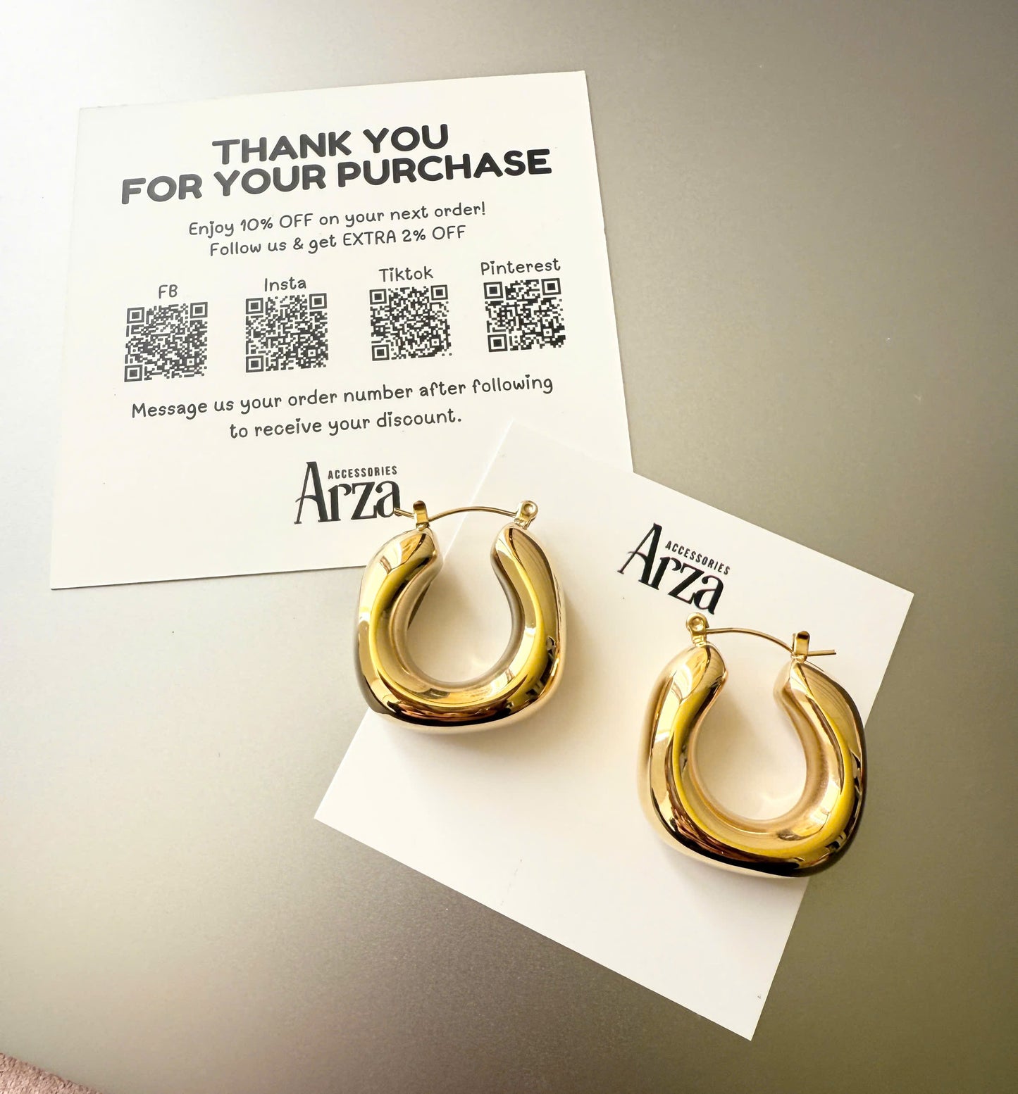 Gold Tone Trendy Hoop Earrings for Women - Asymmetrical Stainless Steel Statement Hoops, Lightweight 17.29g Hypoallergenic Everyday Jewelry | Arza Accessories