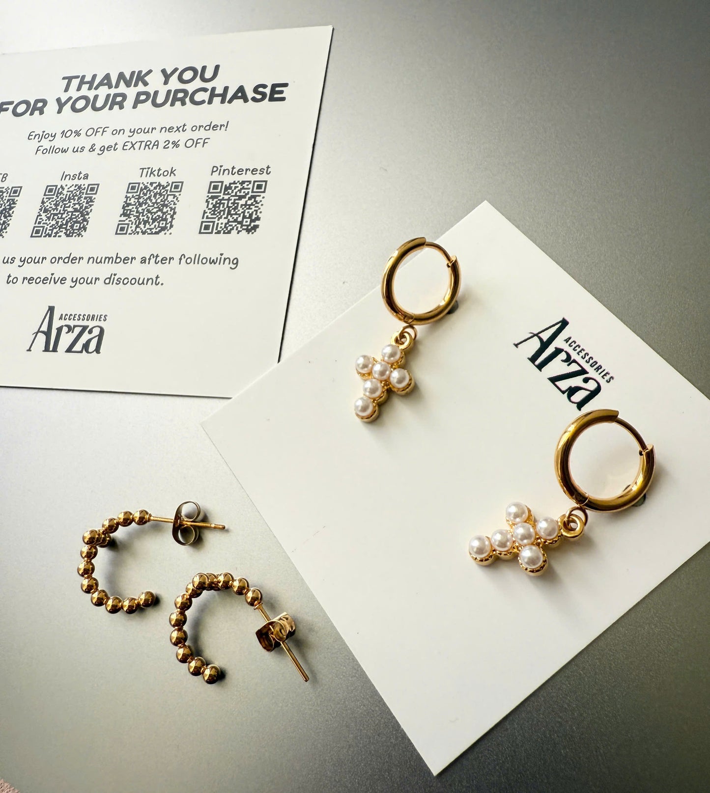 Hypoallergenic Gold Pearl-Studded Cross Earrings for Women | Simple Everyday Wear & Party Jewelry | Arza Accessories