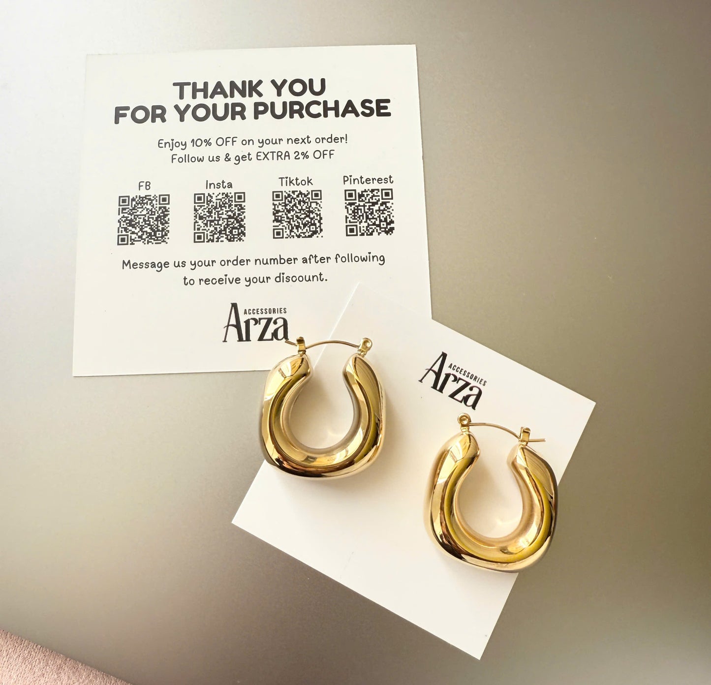 Gold Tone Trendy Hoop Earrings for Women - Asymmetrical Stainless Steel Statement Hoops, Lightweight 17.29g Hypoallergenic Everyday Jewelry | Arza Accessories