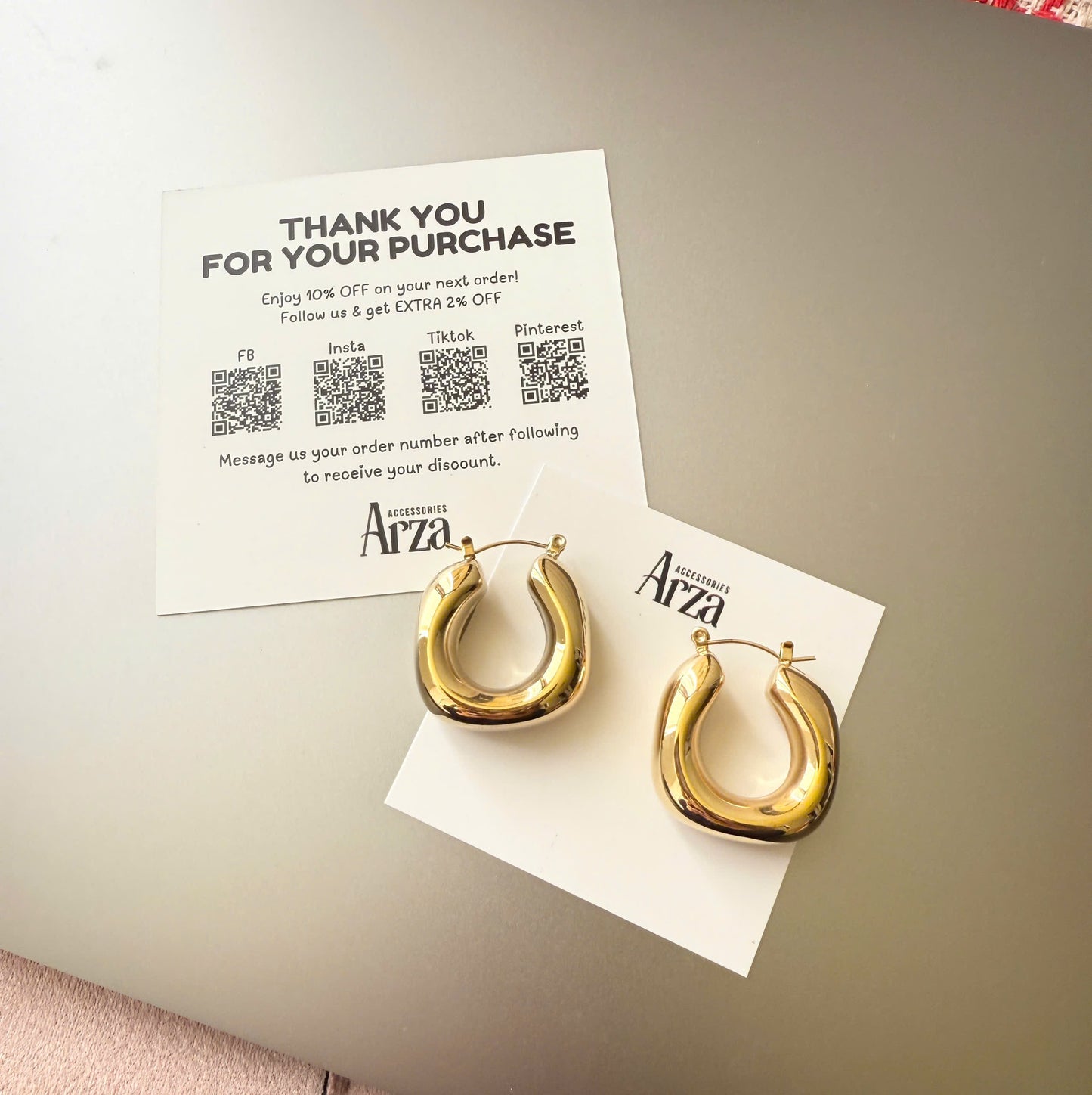 Gold Tone Trendy Hoop Earrings for Women - Asymmetrical Stainless Steel Statement Hoops, Lightweight 17.29g Hypoallergenic Everyday Jewelry | Arza Accessories