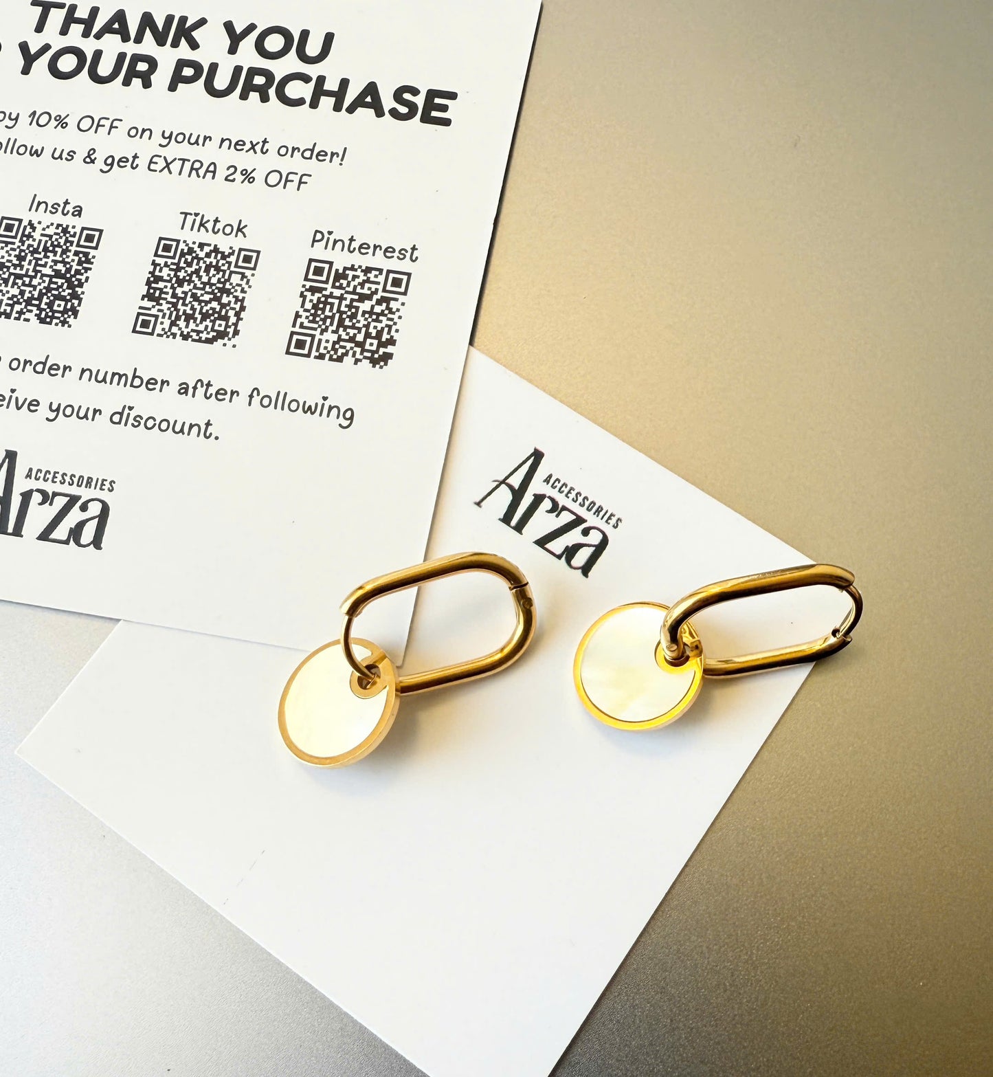 Sparkling Gold Round Mother-of-Pearl Dangle Earrings for Women | Trendy Simple Jewelry for Casual Outfits, Everyday & Party | Arza Accessories