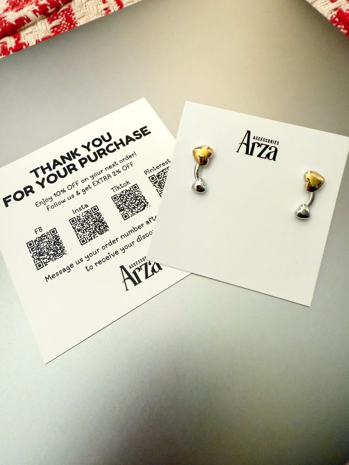 Gold Lightweight Earrings for Sensitive Ears for Women Trendy Style for Casual Outfits Two-Tone Heart Design | Arza Accessories