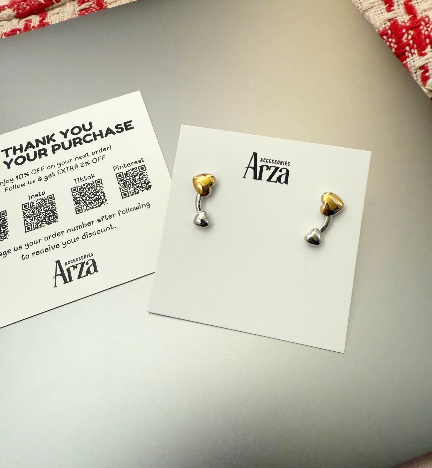 Gold Lightweight Earrings for Sensitive Ears for Women Trendy Style for Casual Outfits Two-Tone Heart Design | Arza Accessories