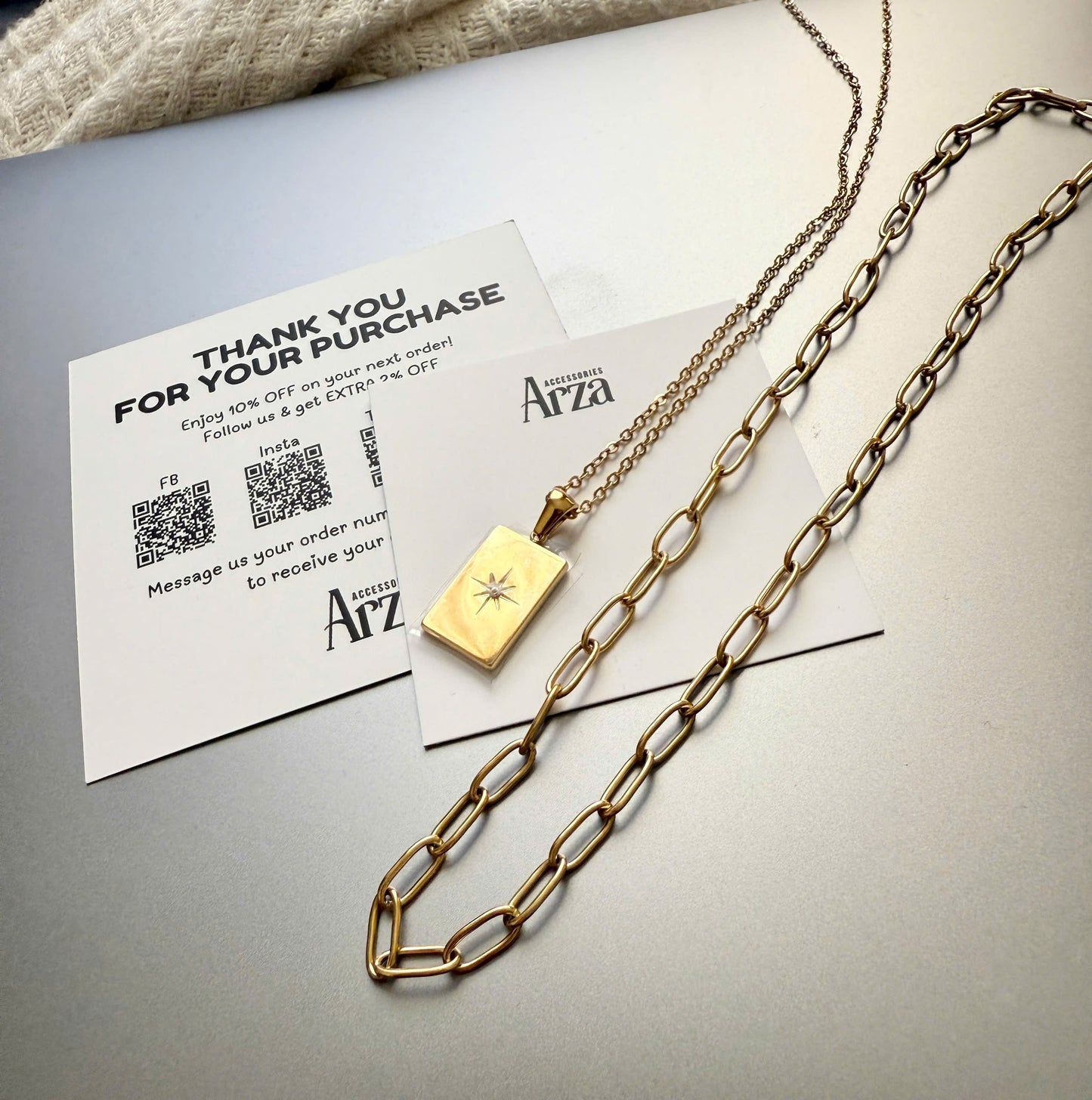 Trendy Gold Necklaces with Rectangular Charm for Women's Everyday Wear & Parties | Arza Accessories