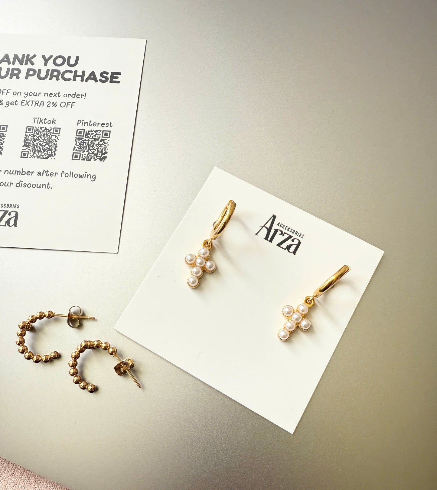 Hypoallergenic Gold Pearl-Studded Cross Earrings for Women | Simple Everyday Wear & Party Jewelry | Arza Accessories