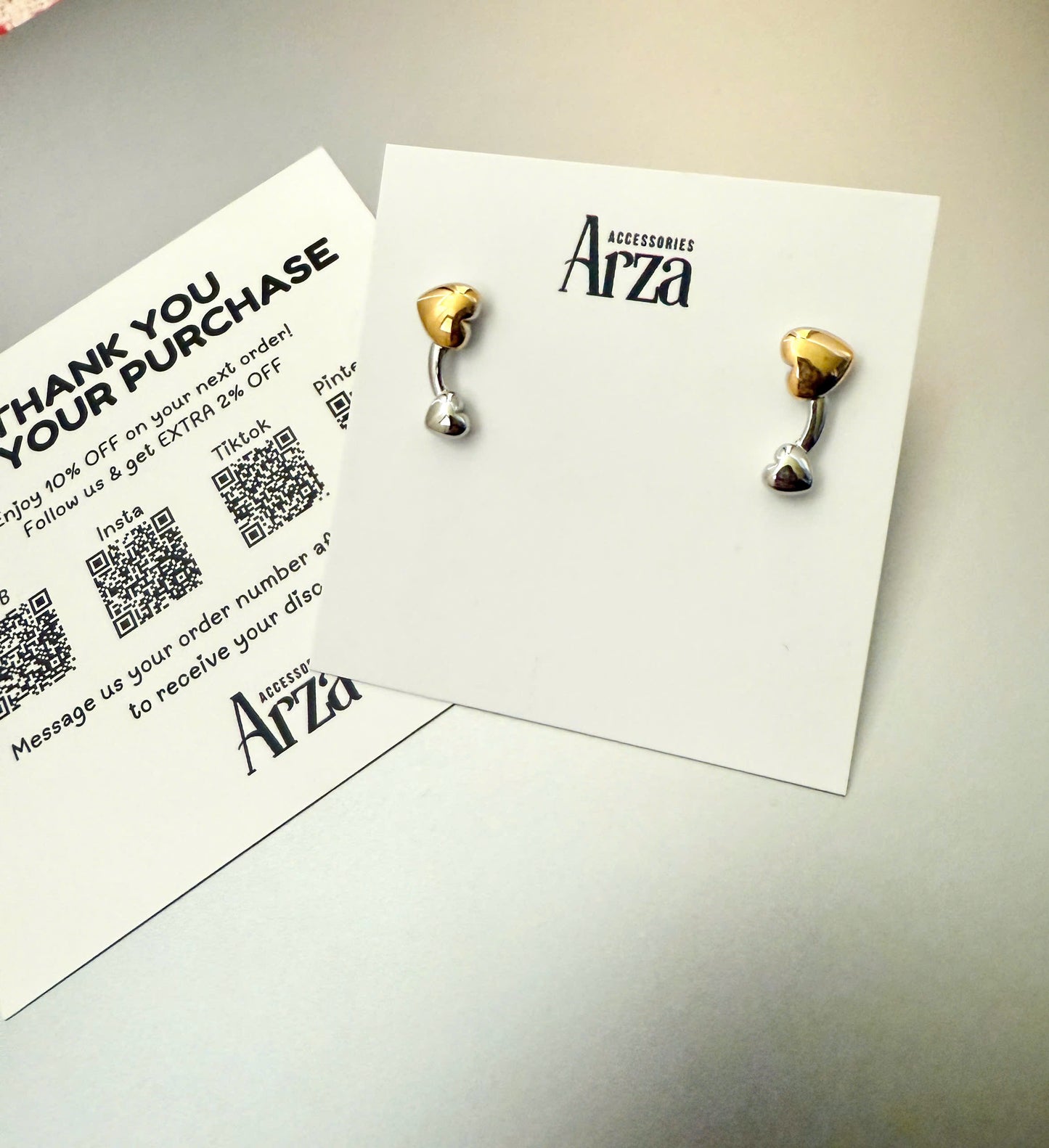 Gold Lightweight Earrings for Sensitive Ears for Women Trendy Style for Casual Outfits Two-Tone Heart Design | Arza Accessories