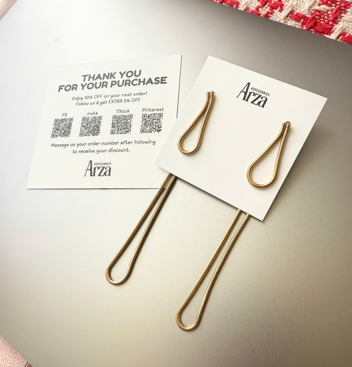 10.5cm slim gold-tone stainless steel threader earrings by Arza - lightweight waterproof everyday jewelry for sensitive ears 688