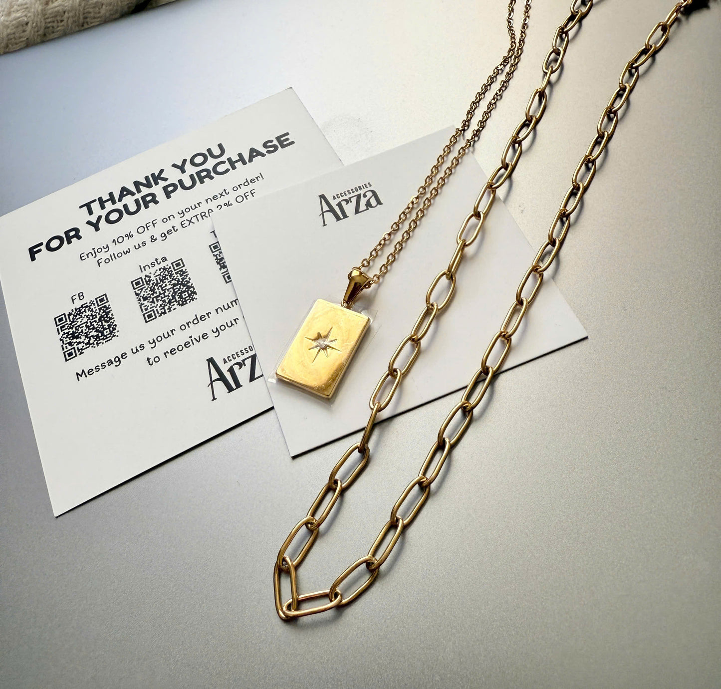 Trendy Gold Necklaces with Rectangular Charm for Women's Everyday Wear & Parties | Arza Accessories