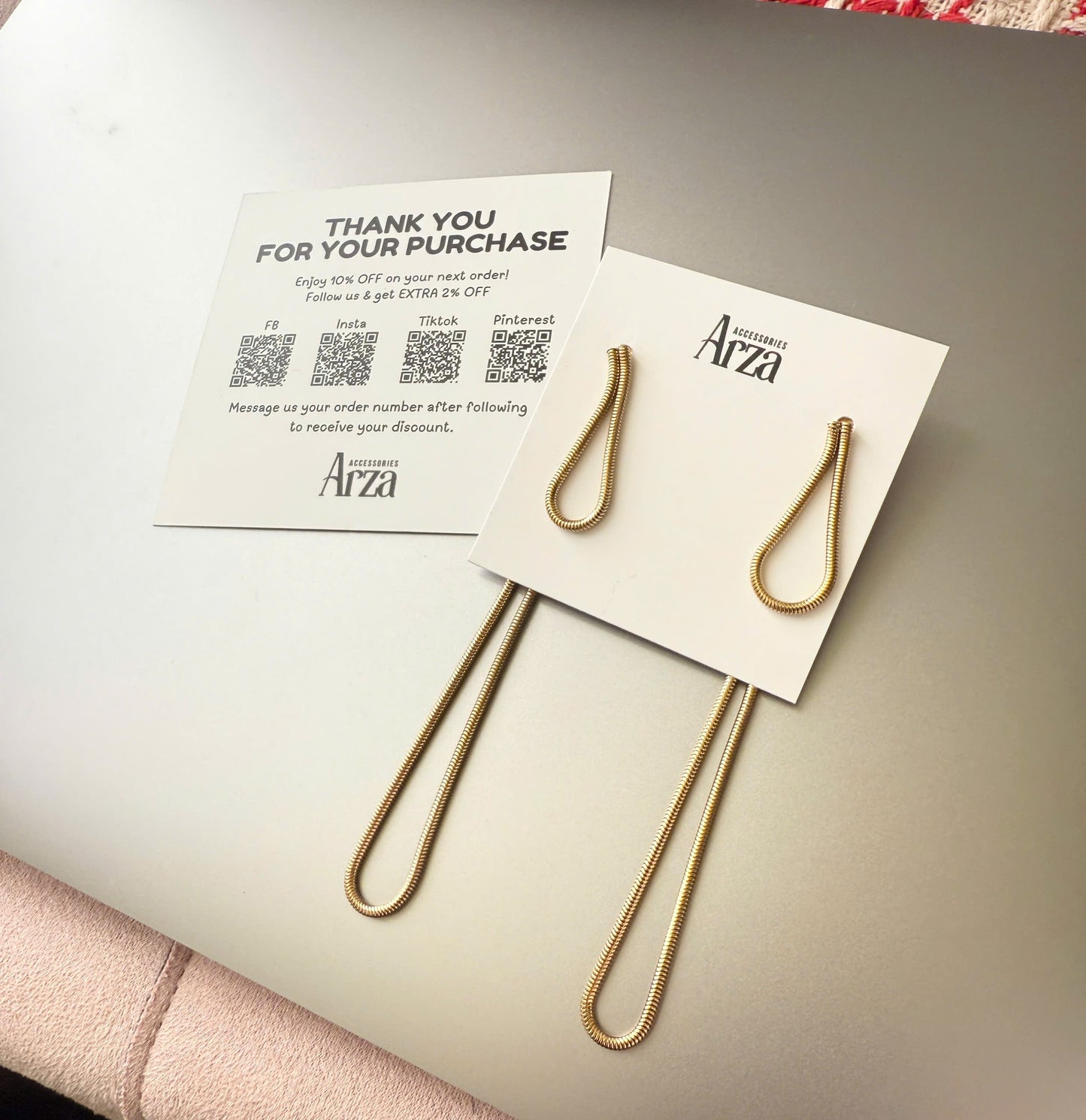 10.5cm slim gold-tone stainless steel threader earrings by Arza - lightweight waterproof everyday jewelry for sensitive ears 689