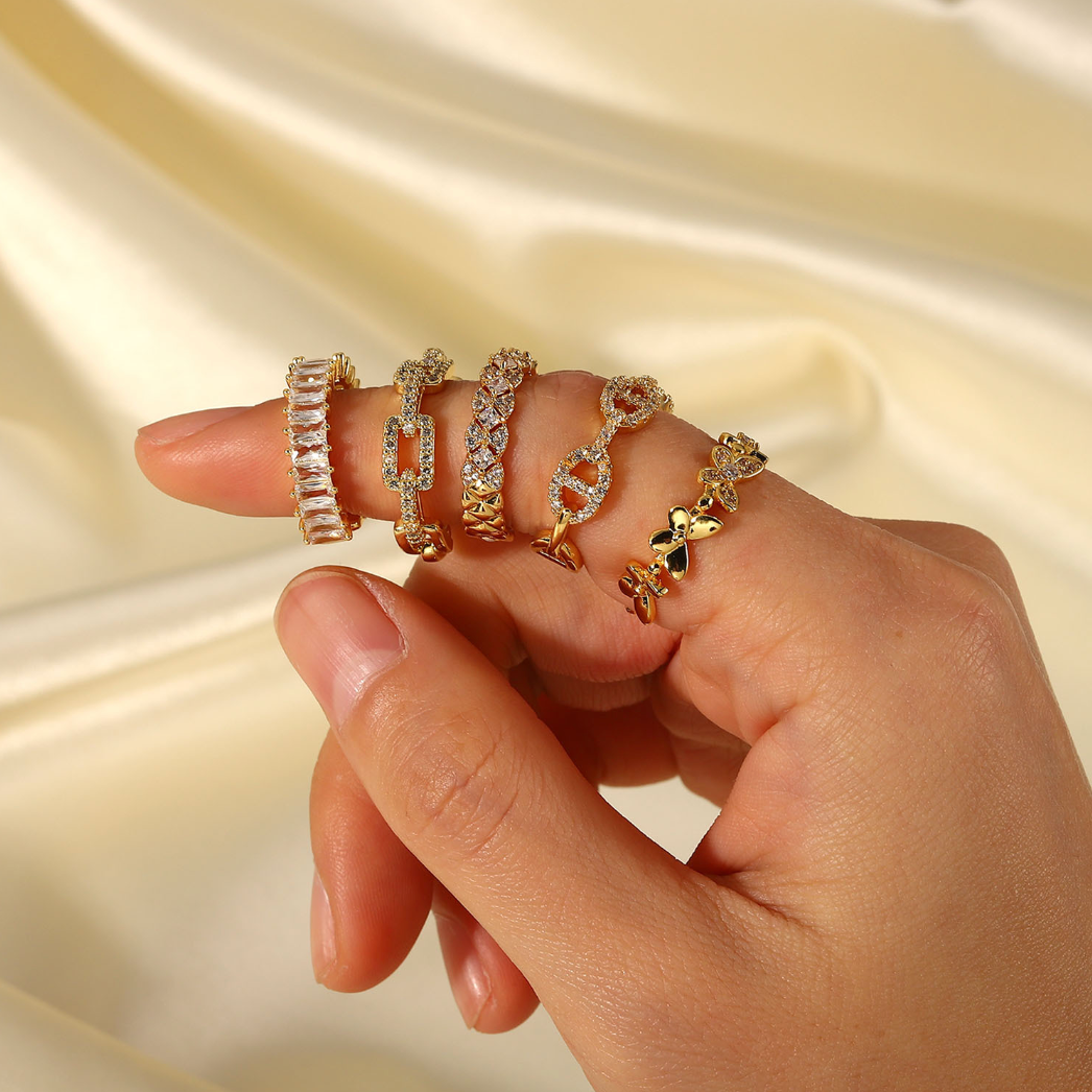 Gold plated stackable rings for women – minimalist everyday jewelry – Arza Accessories AU 5