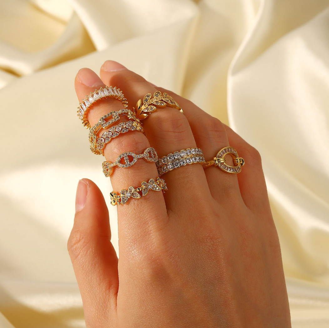 Gold plated stackable rings for women – minimalist everyday jewelry – Arza Accessories AU 6