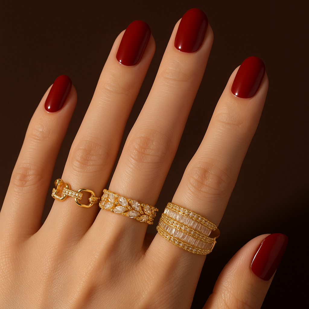 Gold plated stackable rings for women – minimalist everyday jewelry – Arza Accessories AU 77