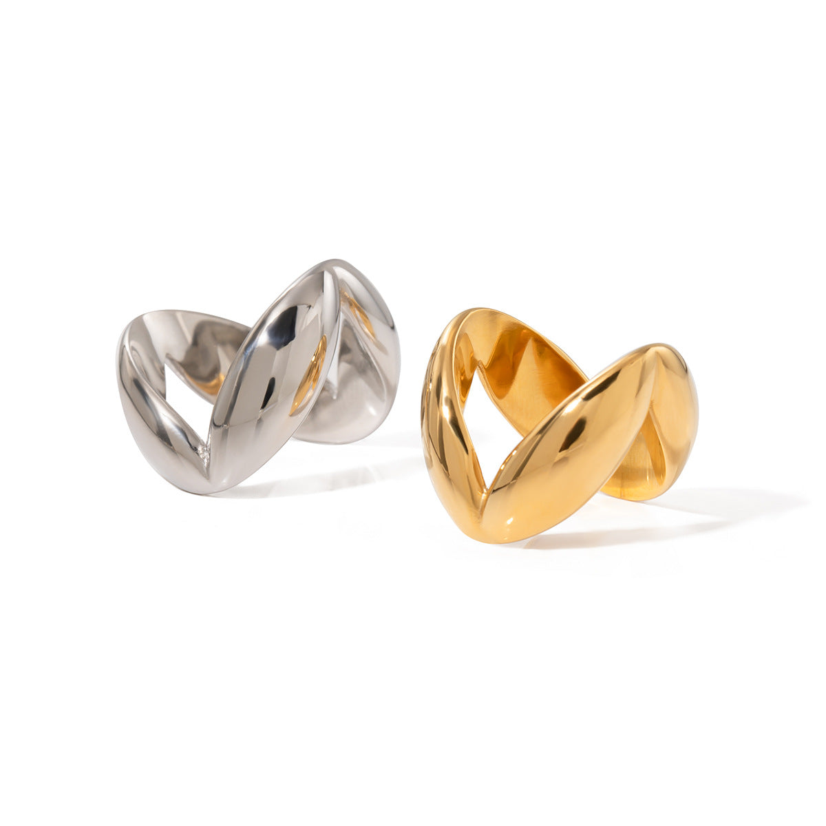 Wide leaf design statement ring (2.14cm) in gold and silver tones - adjustable waterproof band by Arza Accessories 4