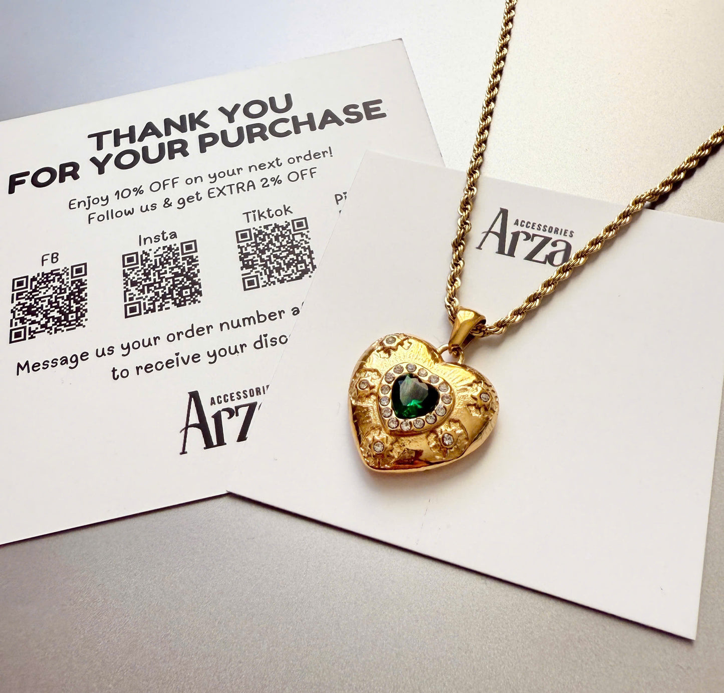 Gold Tone Heart Pendant Necklace with Blue Stone for Women - Trendy Stainless Steel Layered Chain Jewelry, Lightweight 15.61g Adjustable Length | Arza Accessories