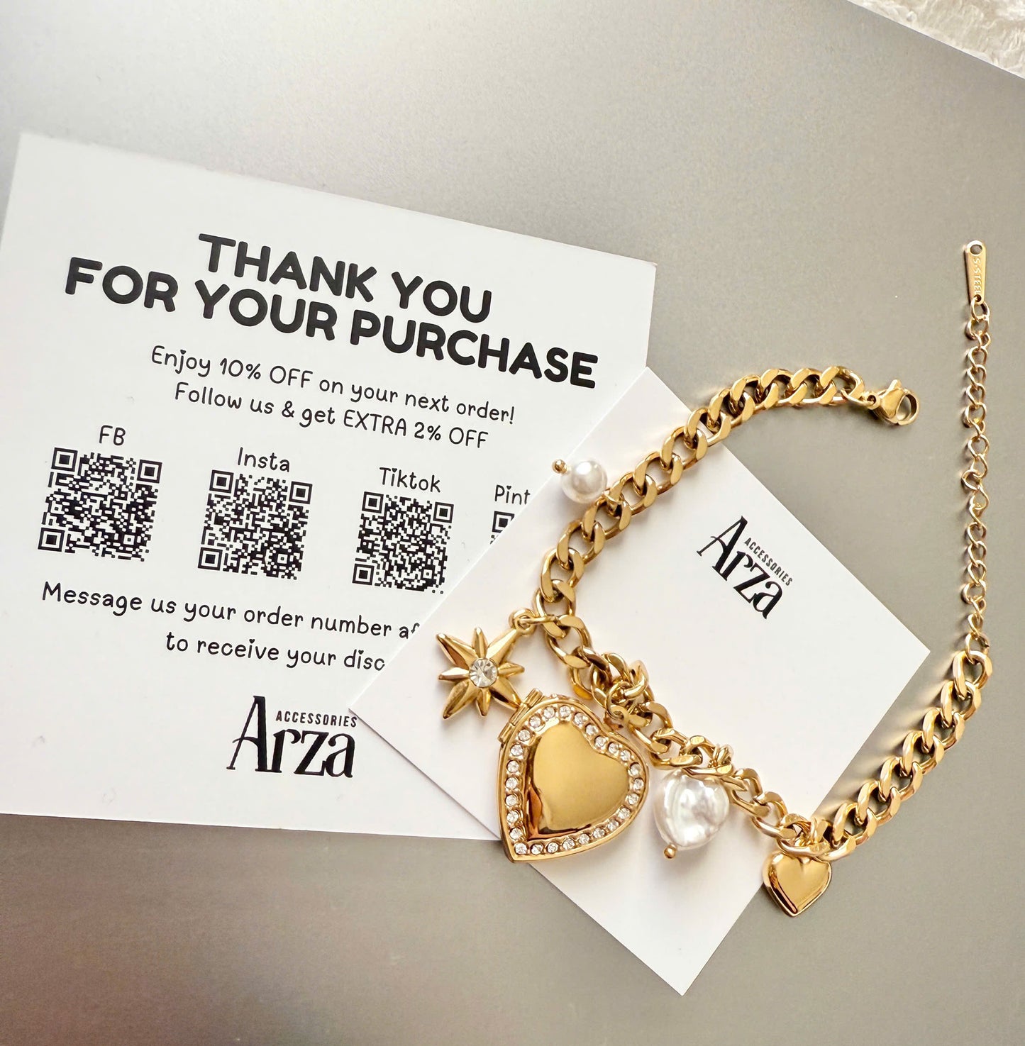 Bohemian Bracelets for Women | Gold Bold Heart Charm Adjustable Size | Everyday & Gift Wear | Arza Accessories
