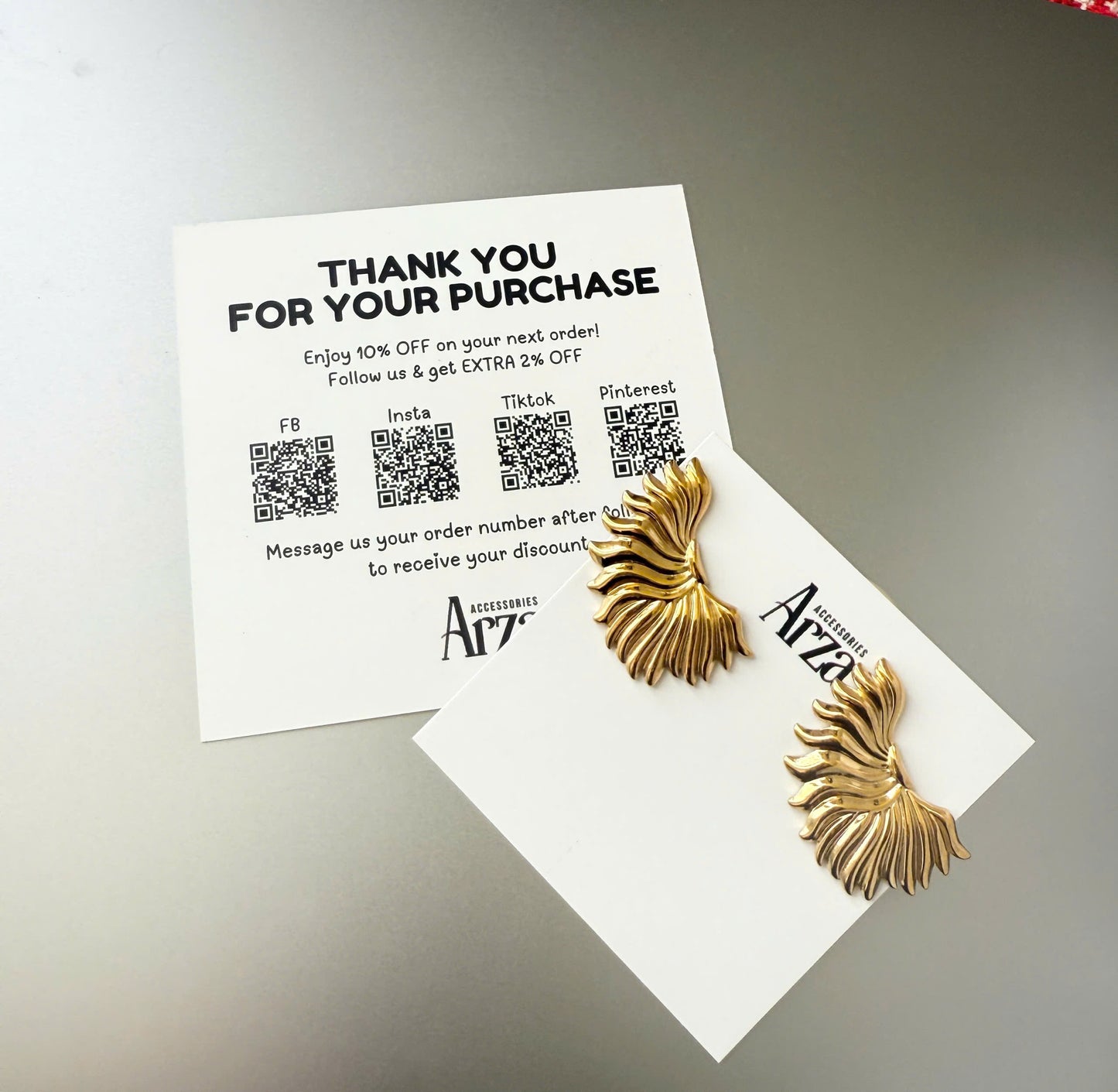 Gold Stud Earrings | Half-Sun Design | Women's Casual Outfit, Gift & Party Occasion | Arza Accessories