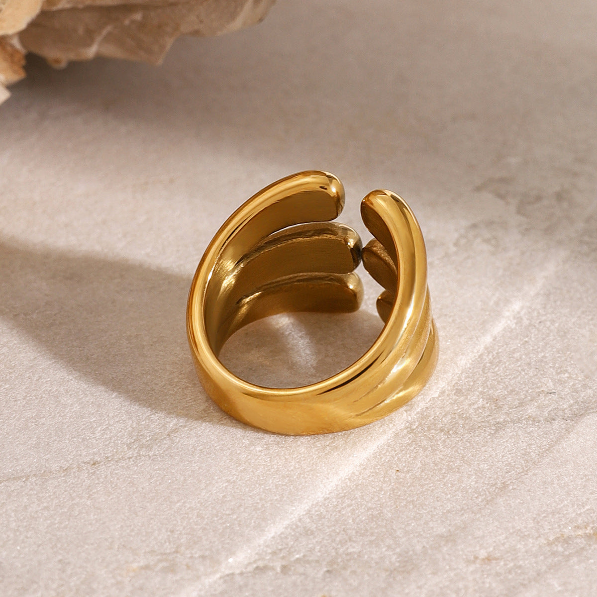 Chunky coral-textured gold statement ring (17mm wide) with adjustable band - waterproof hypoallergenic jewelry by Arza Accessories 9
