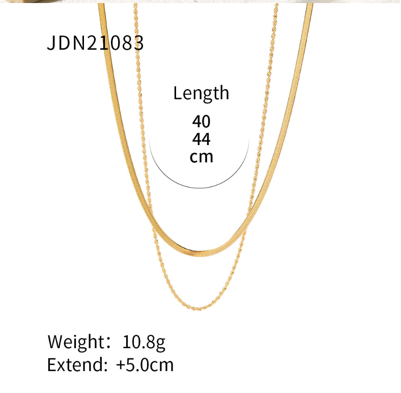 Double-layered twisted gold chain necklace for women, adjustable lightweight everyday jewelry 7