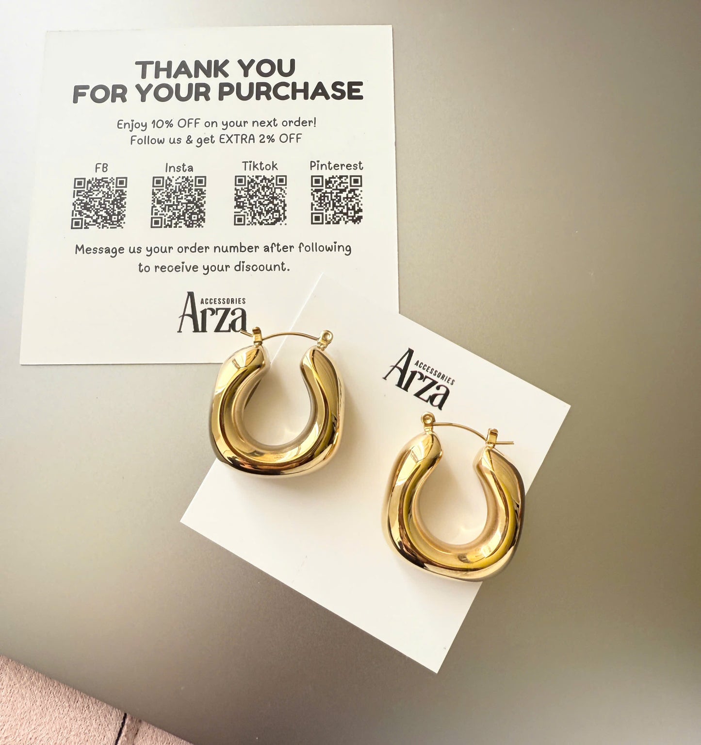 Gold Tone Trendy Hoop Earrings for Women - Asymmetrical Stainless Steel Statement Hoops, Lightweight 17.29g Hypoallergenic Everyday Jewelry | Arza Accessories