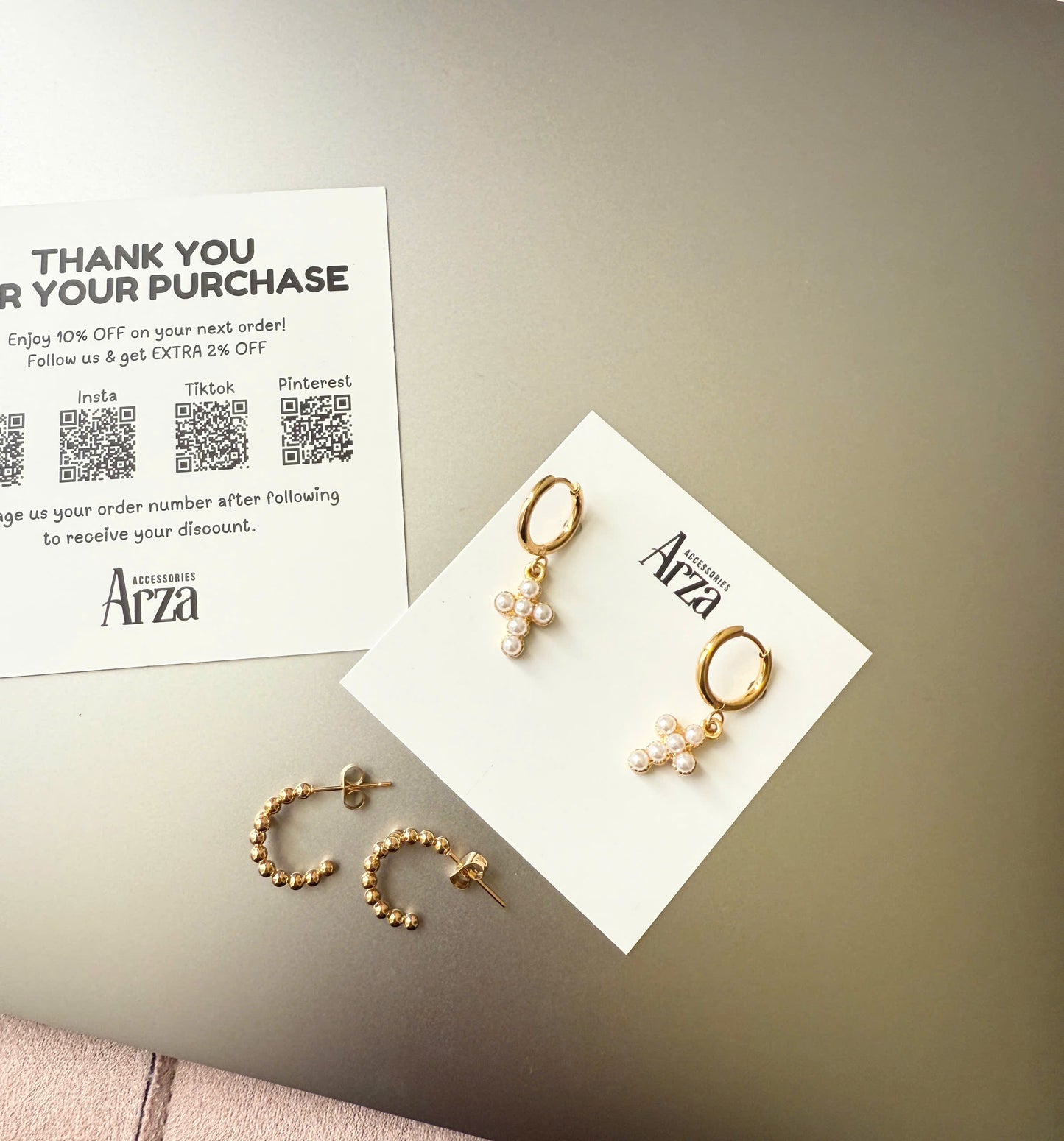 Hypoallergenic Gold Pearl-Studded Cross Earrings for Women | Simple Everyday Wear & Party Jewelry | Arza Accessories