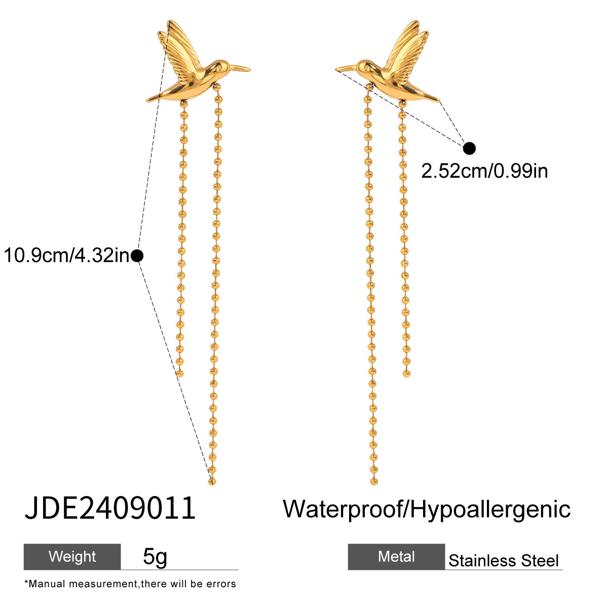 Gold Affordable Earrings for Women Trendy Style for Casual Outfits Yellow Bird Design | Arza Accessories