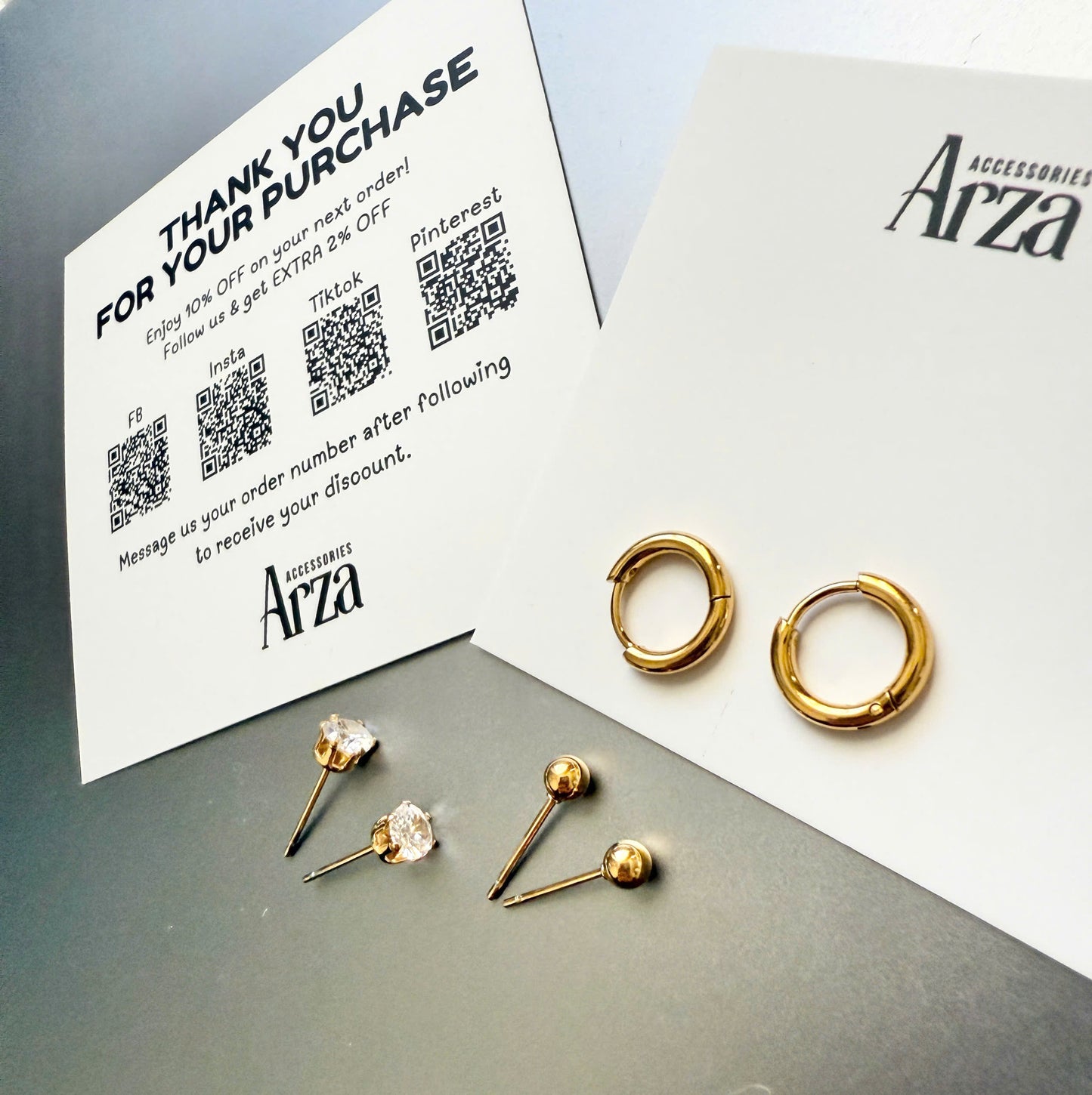 Minimalist gold hoop earrings (1.3cm) for women - lightweight everyday stainless steel jewelry by Arza Accessories 48