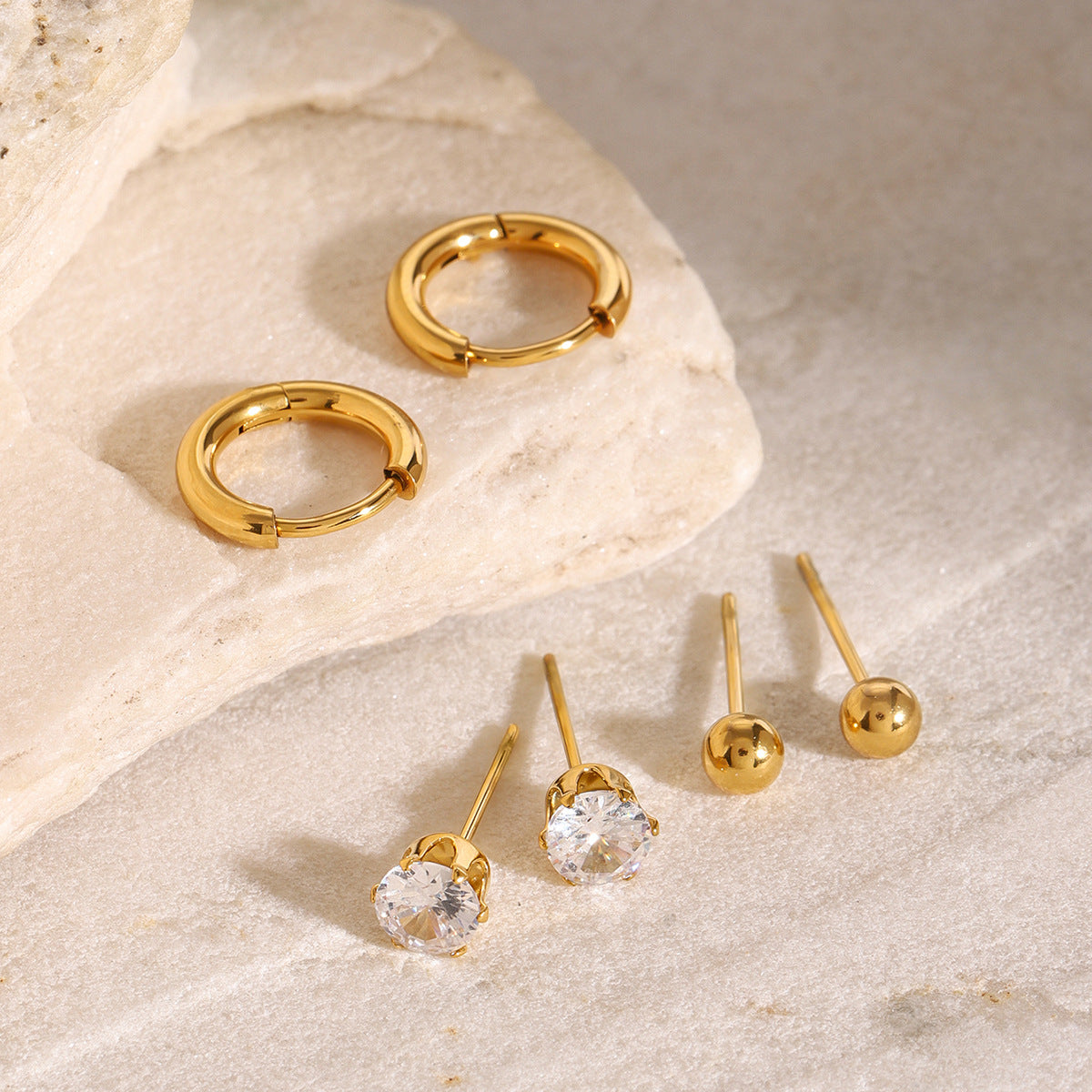 Minimalist gold hoop earrings (1.3cm) for women - lightweight everyday stainless steel jewelry by Arza Accessories 2