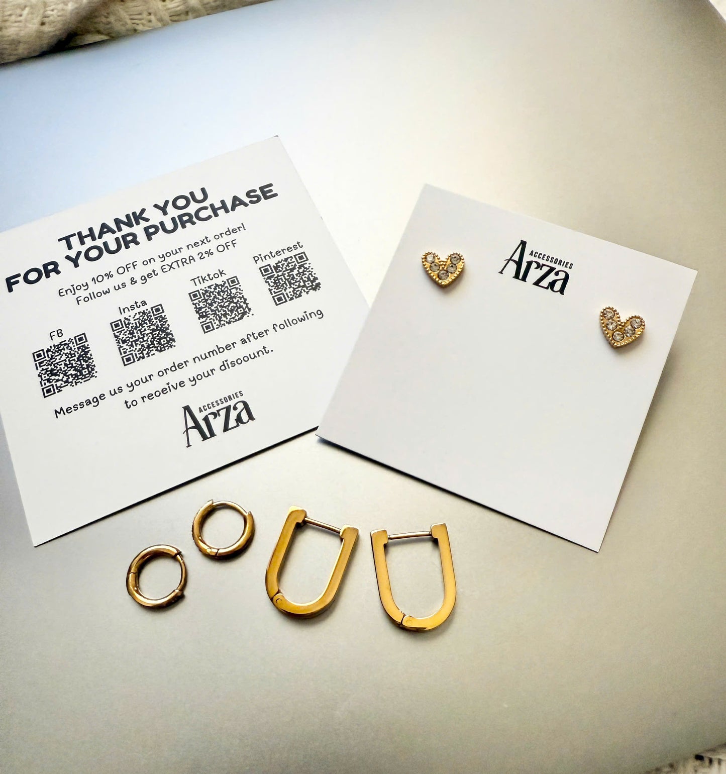 Minimalist gold hoop earrings (1.3cm) for women - lightweight everyday stainless steel jewelry by Arza Accessories 26