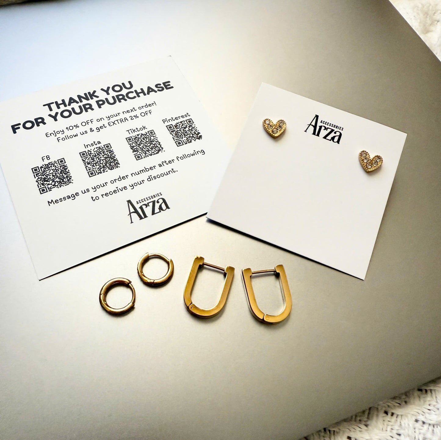 Minimalist gold hoop earrings (1.3cm) for women - lightweight everyday stainless steel jewelry by Arza Accessories 27