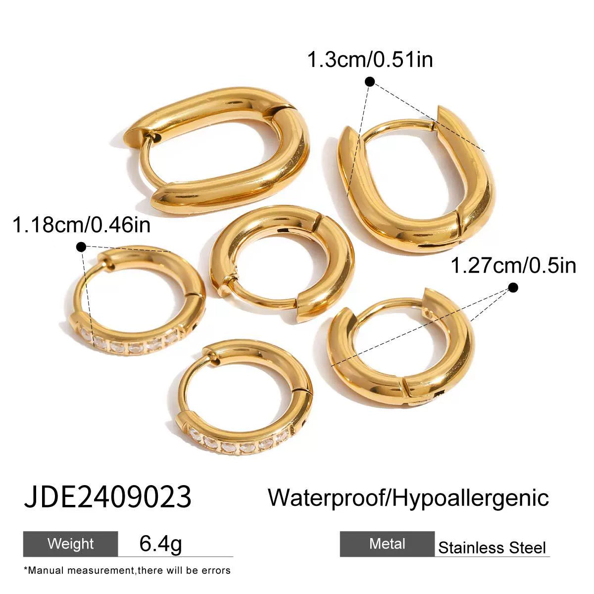 Minimalist gold hoop earrings (1.3cm) for women - lightweight everyday stainless steel jewelry by Arza Accessories 2