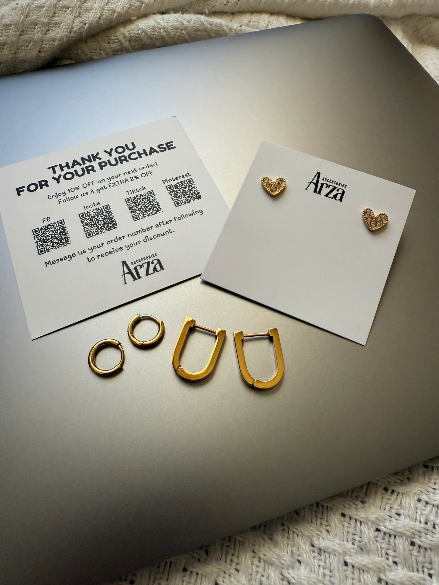 Minimalist gold hoop earrings (1.3cm) for women - lightweight everyday stainless steel jewelry by Arza Accessories 23