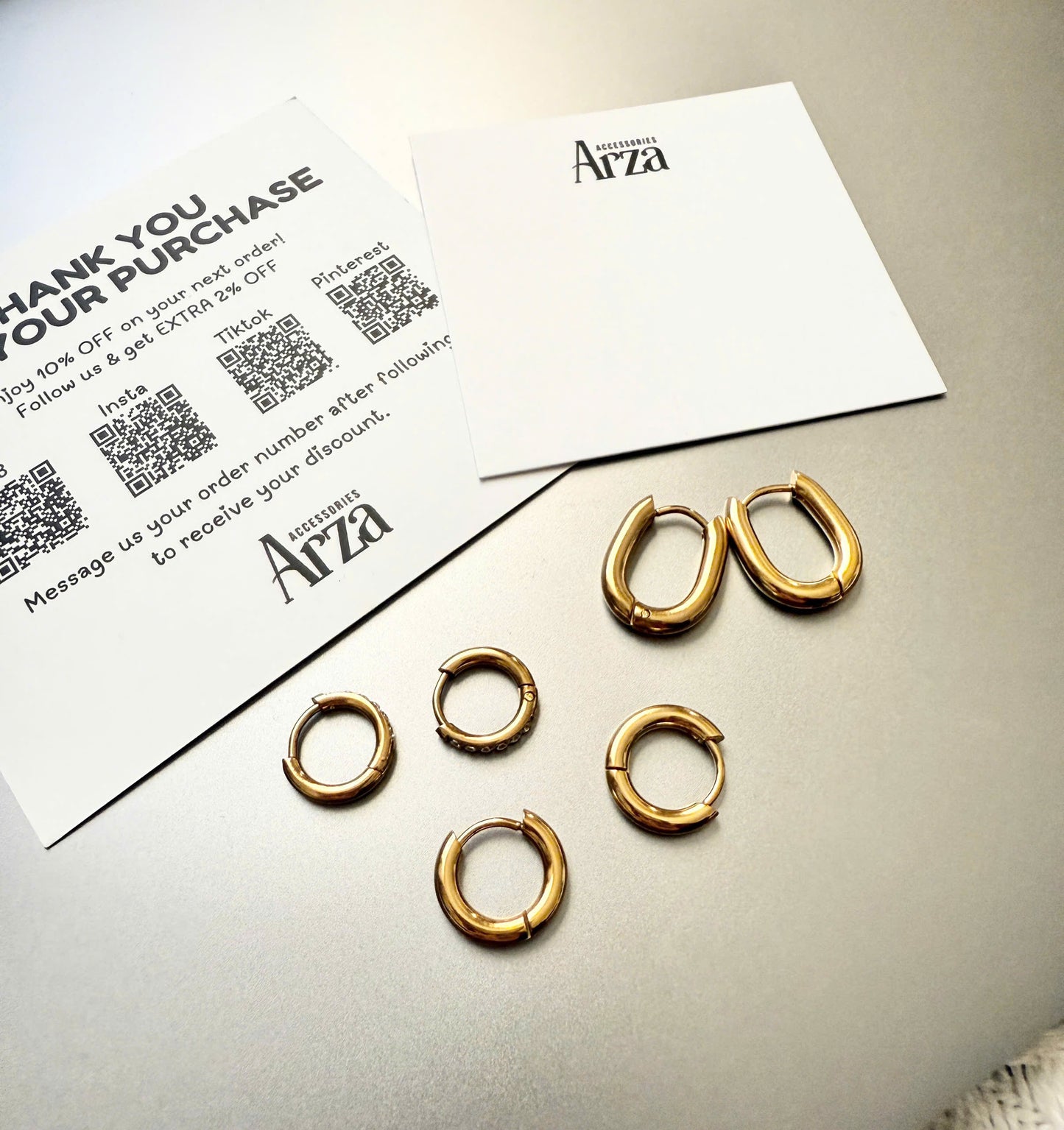 Minimalist gold hoop earrings (1.3cm) for women - lightweight everyday stainless steel jewelry by Arza Accessories 24