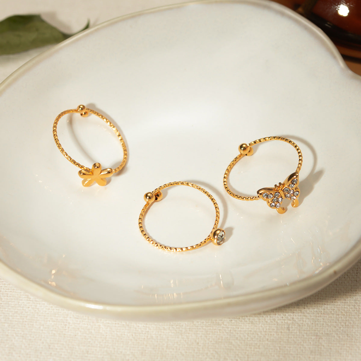 Set of 3 adjustable gold midi rings - lightweight (0.47g-0.64g) stackable jewelry with free shipping on $49+ AUD orders-3