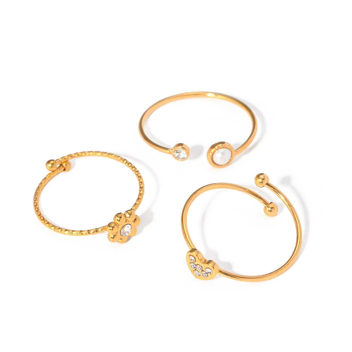 Set of 3 adjustable gold midi rings - lightweight (0.47g-0.64g) stackable jewelry with free shipping on $49+ AUD orders-4