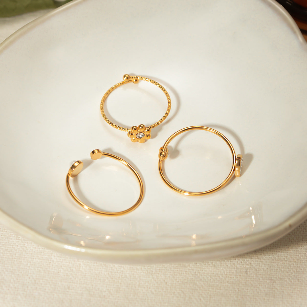 Set of 3 adjustable gold midi rings - lightweight (0.47g-0.64g) stackable jewelry with free shipping on $49+ AUD orders-8