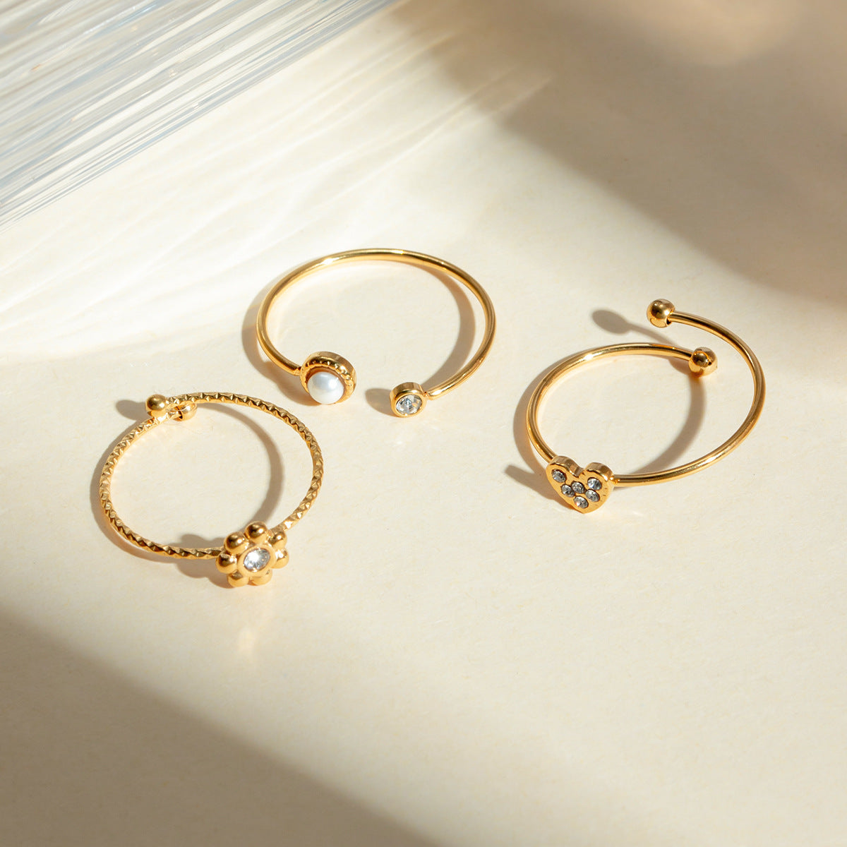 Set of 3 adjustable gold midi rings - lightweight (0.47g-0.64g) stackable jewelry with free shipping on $49+ AUD orders-9