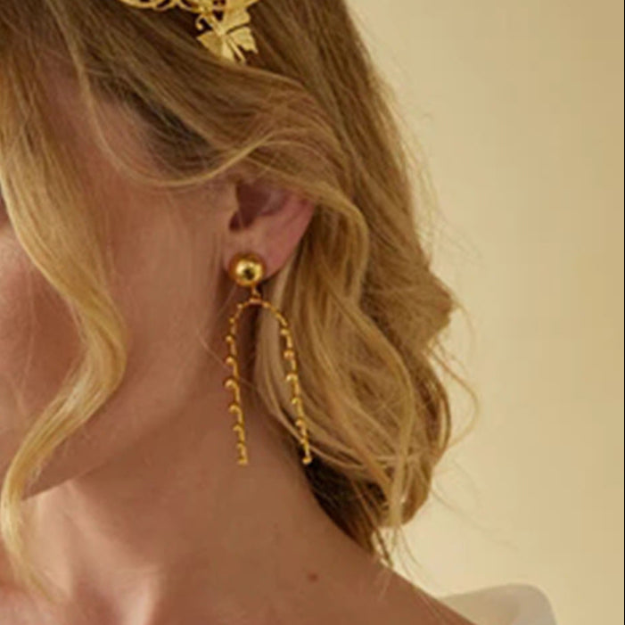 Gold-tone long drop earrings (6.25cm length, 1.5cm width) - lightweight stainless steel dangling jewelry for women 12