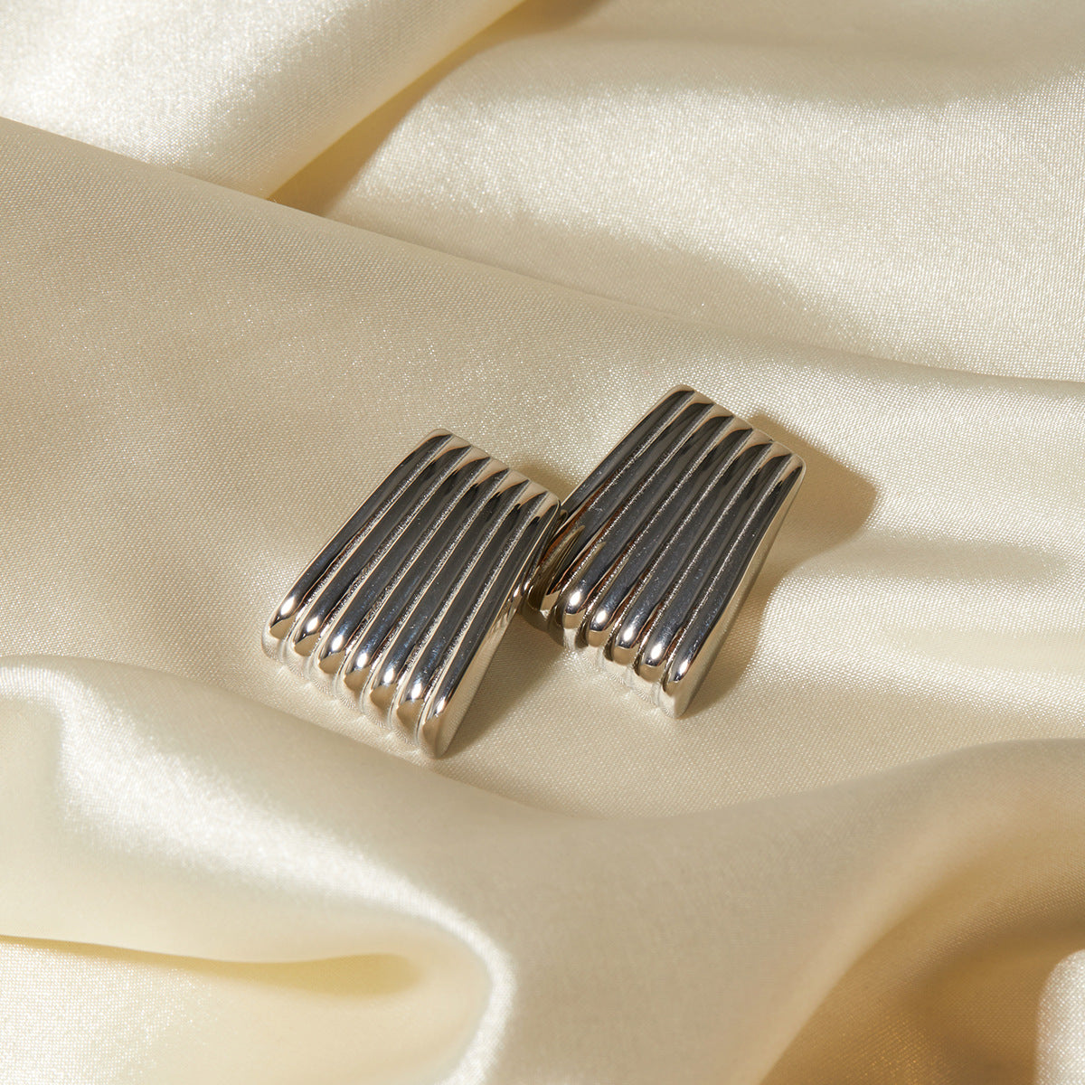 Gold and silver-tone statement earrings (2.78cm) - glamorous two-tone party jewelry for women 2