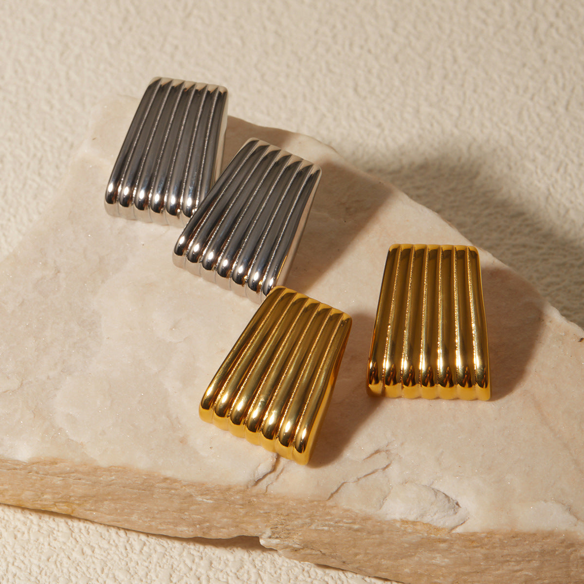 Gold and silver-tone statement earrings (2.78cm) - glamorous two-tone party jewelry for women 4