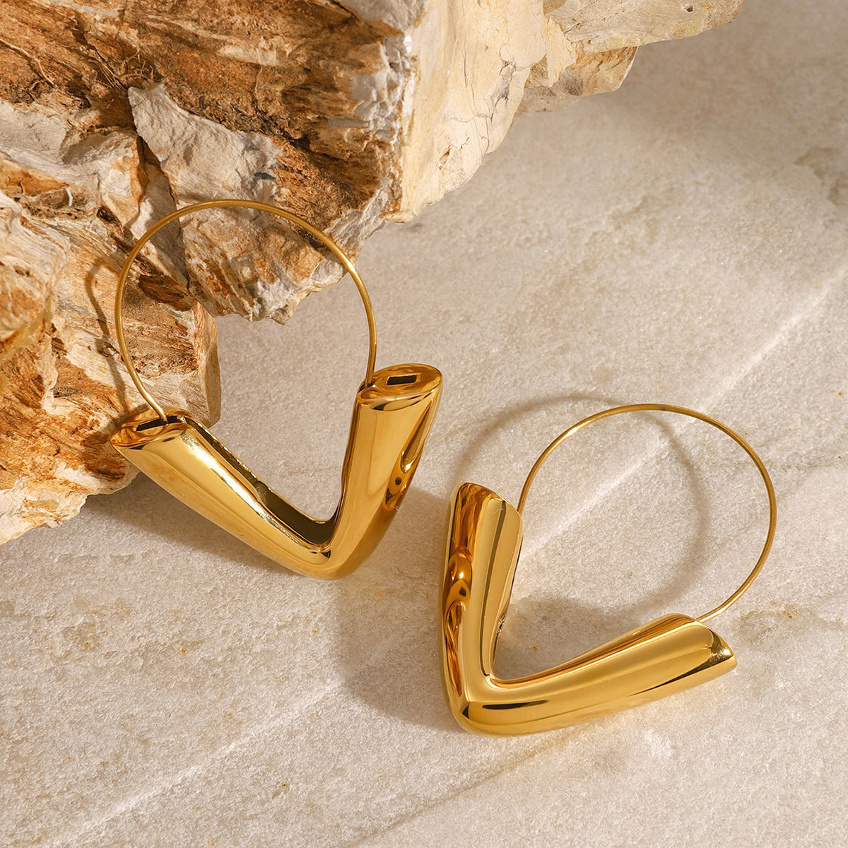 Gold Tone Arrow Hoop Earrings for Women - Affordable Stainless Steel Everyday & Party Jewelry, Lightweight 19.1g Waterproof & Hypoallergenic Statement Earrings _ Arza Accessories