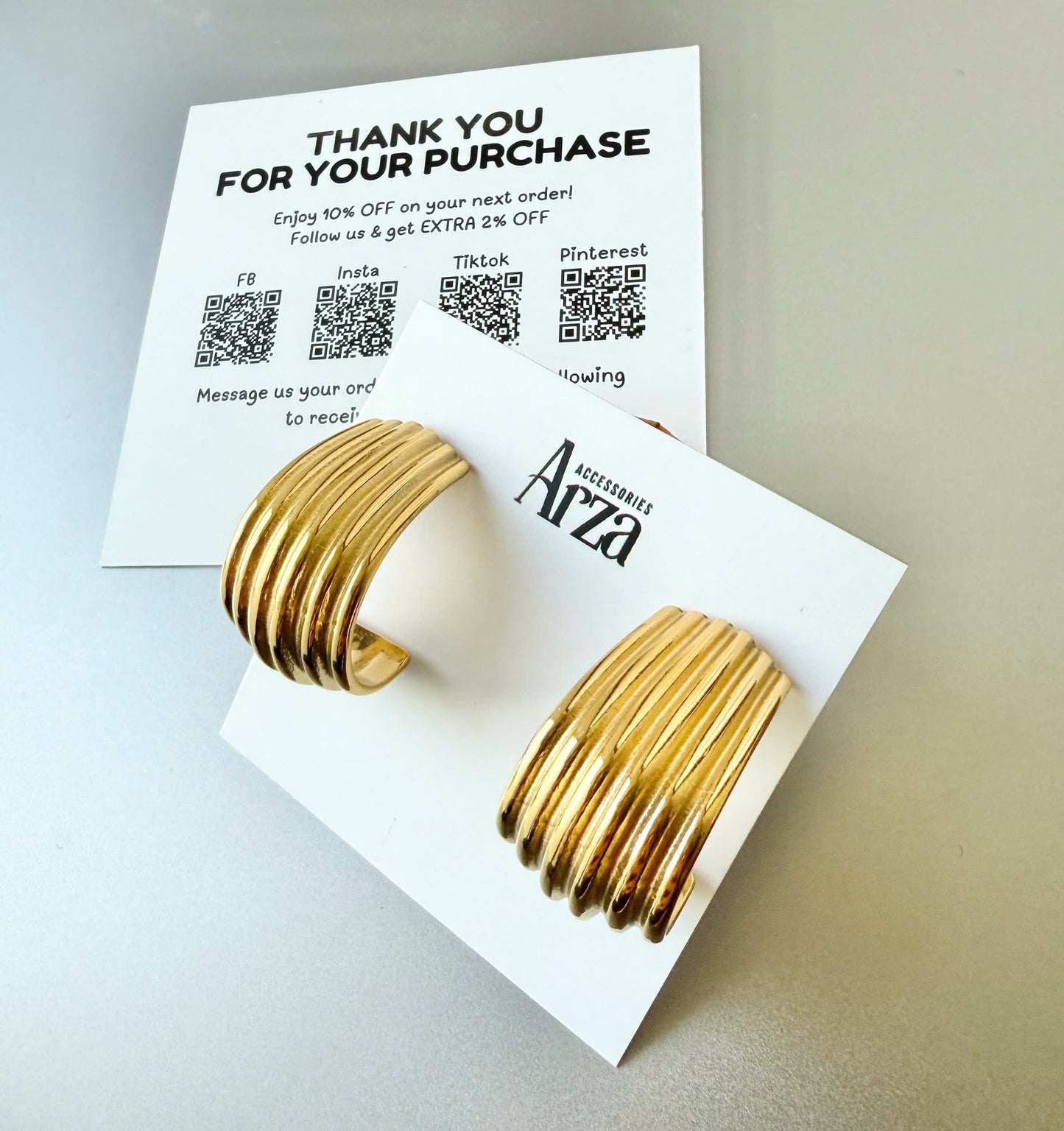 Gold-tone stainless steel geometric statement earrings, 2.76cm, lightweight and hypoallergenic. 695