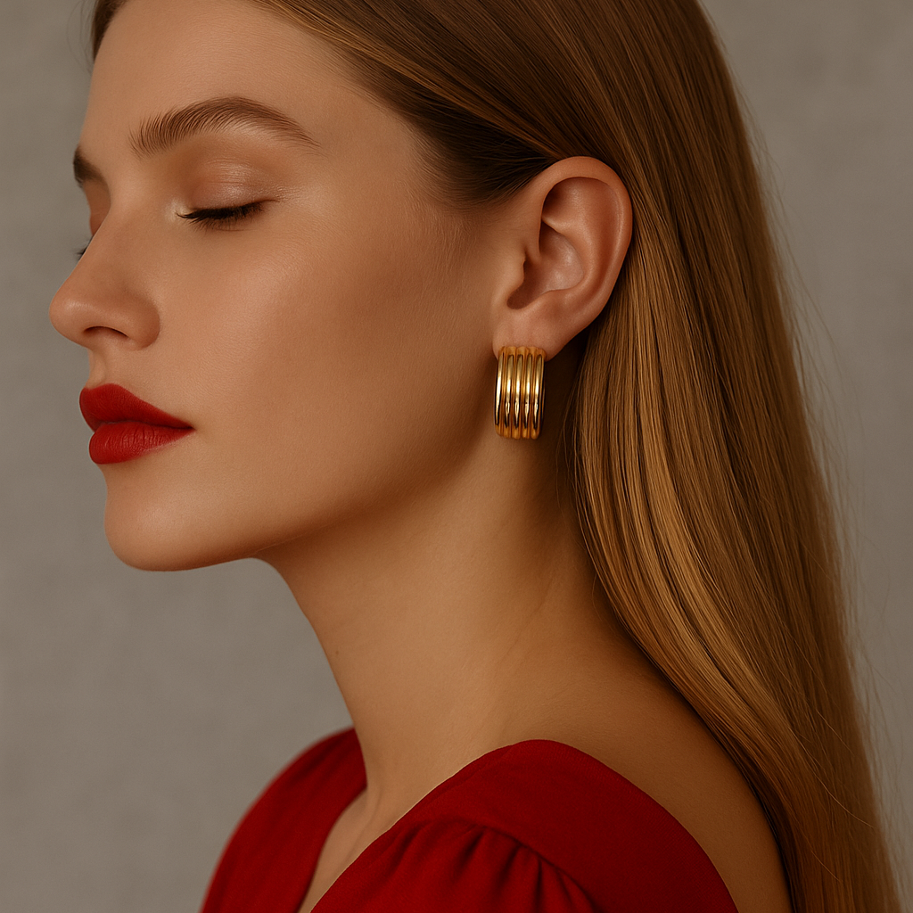 Gold Tone Bold Geometric Earrings for Women - Stainless Steel Statement Jewelry, Lightweight 17.7g Waterproof & Hypoallergenic Trendy Gift _ Arza Accessories