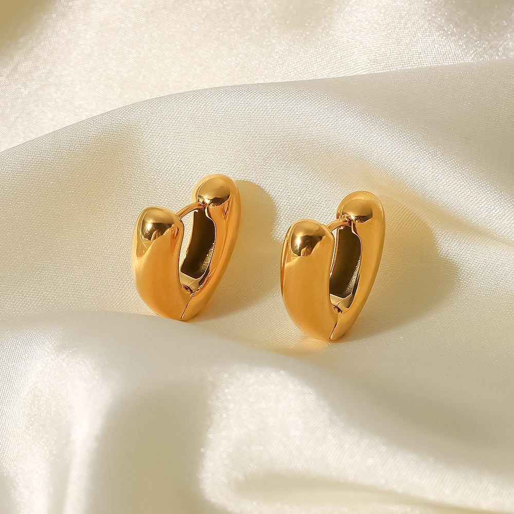 Gold-tone chunky hoop earrings for women – 1.8cm wide, lightweight stainless steel statement jewelry by Arza Accessories Australia 4