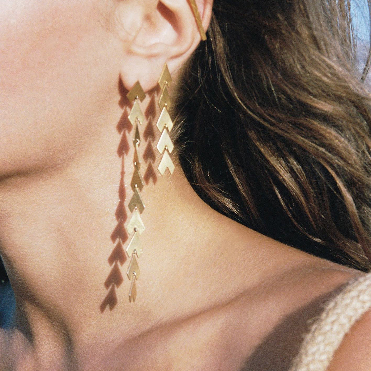 Romantic gold-tone heart-shaped dangle earrings (5cm) by Arza Accessories - perfect party and gift jewelry for special occasions 4