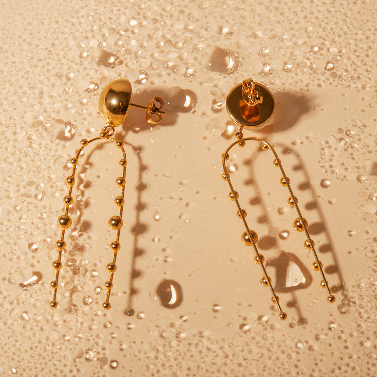 Gold-tone long drop earrings (6.25cm length, 1.5cm width) - lightweight stainless steel dangling jewelry for women 2