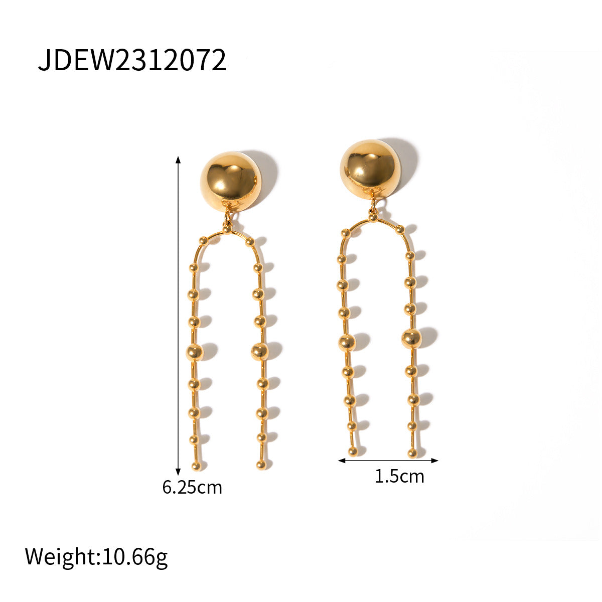 Gold-tone long drop earrings (6.25cm length, 1.5cm width) - lightweight stainless steel dangling jewelry for women 3