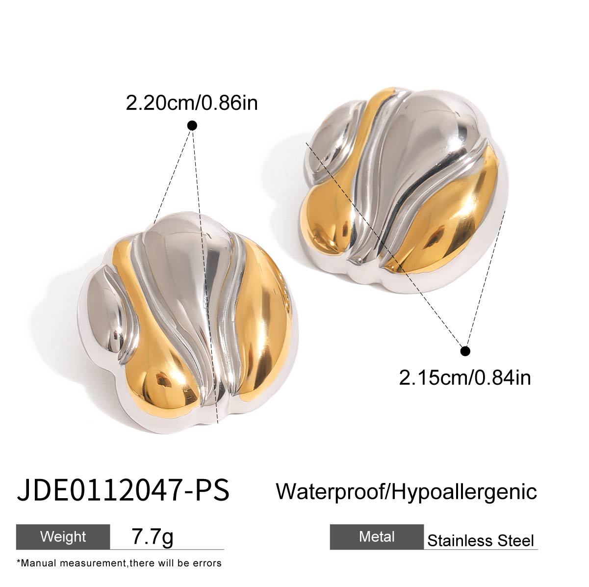 Gold-tone slim stainless steel huggie earrings, 2.2cm diameter, minimalist everyday hoops 6