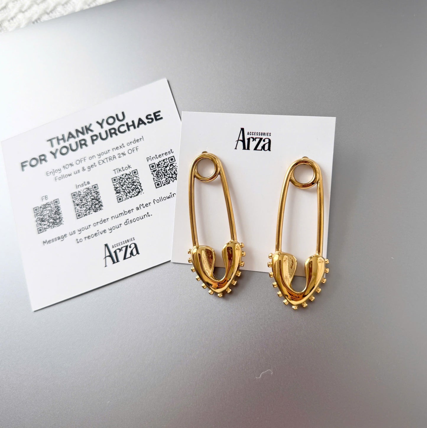 Gold-tone stainless steel minimalist safety pin earrings, 5.51cm length, edgy everyday jewelry 33