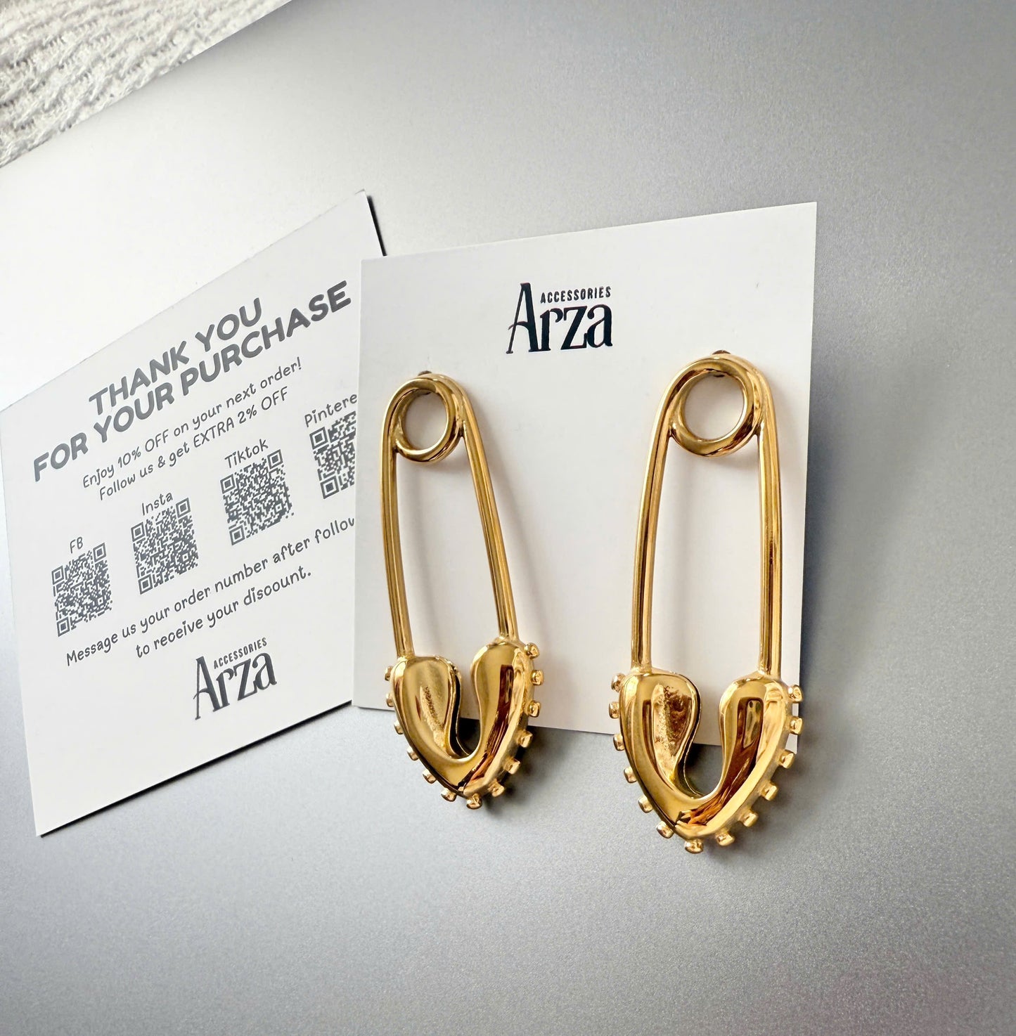 Gold-tone stainless steel minimalist safety pin earrings, 5.51cm length, edgy everyday jewelry 36