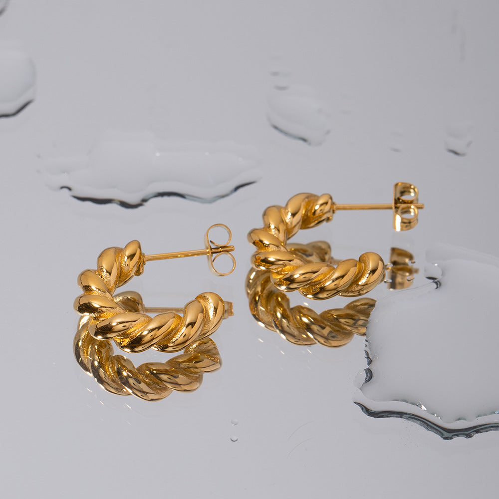Gold-tone slim huggie hoop earrings for women (0.54mm thin, 2.0cm diameter, 8.8g) - lightweight everyday stainless steel jewelry by Arza Accessories Australia - 1